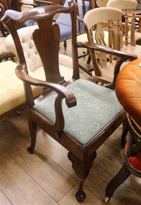 A George III mahogany elbow chair